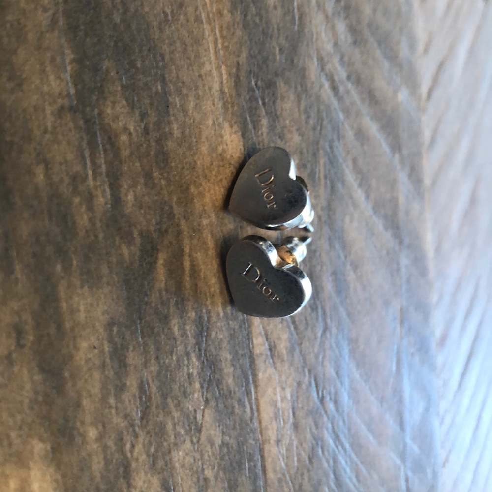 Authentic sterling silver Dior heart earrings